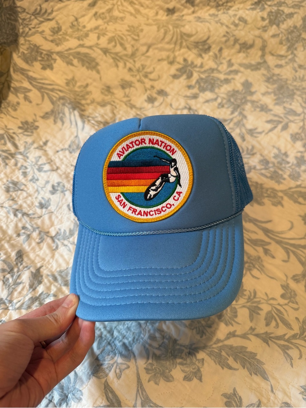 Aviator Nation Light Blue Trucker Hat with San Francisco Patch